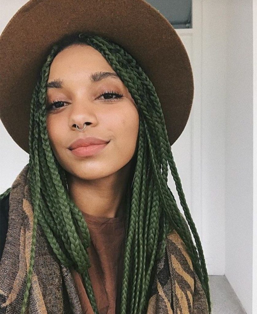 olive green box braids