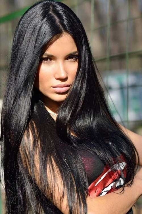 woman with long black hair