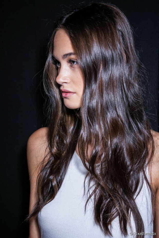 Woman with long wavy hair