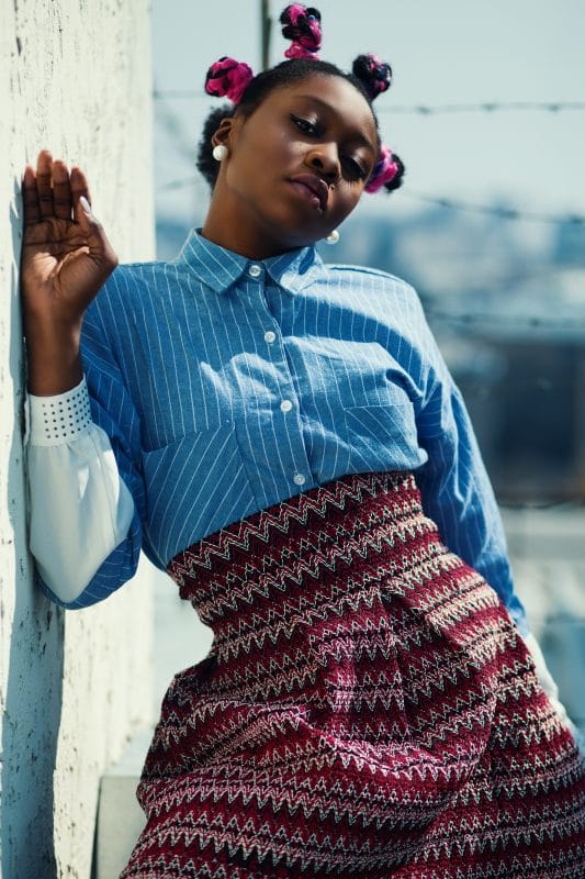 Black woman with hairstyle in transition