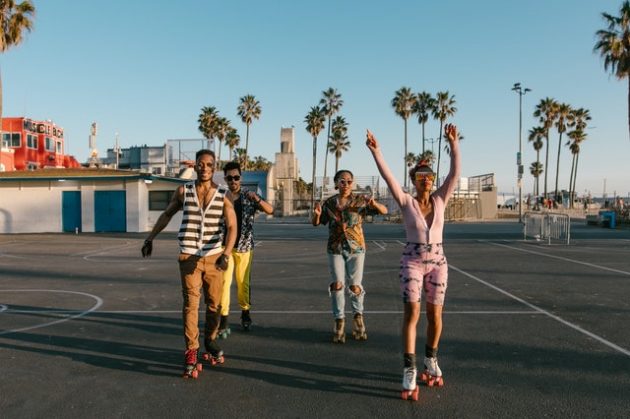 group of people on roller skates